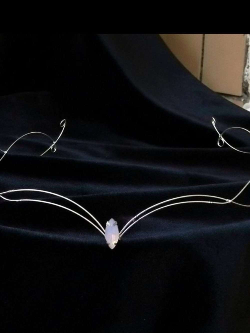 Delicate Silver Wire Elf Elven Tiara with Moonstone